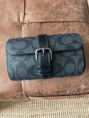 Coach Men's Black Signature Canvas Travel Watch Roll